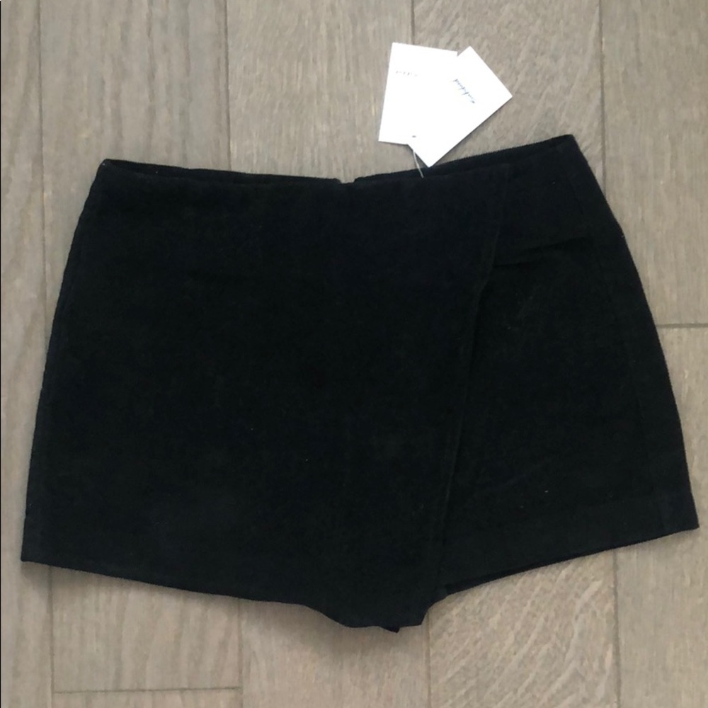 Black Corduroy Wrap Skort